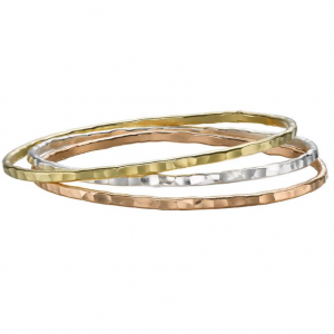 Sterling Silver And Gold Vermeil - 3mm Mixed Nomad Bangle Set