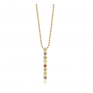 18K GOLD PLATED PENDANT WITH MULTICOLOURED ZIRCONIA