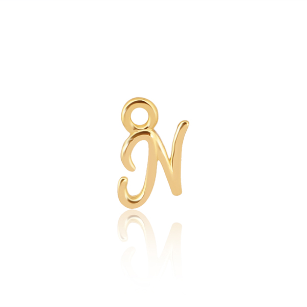 'N' Initial Charm Gold