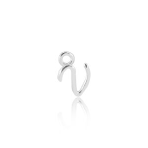 'V' Initial Charm Silver