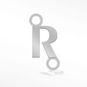 'R' INITIAL CONNECTOR SILVER