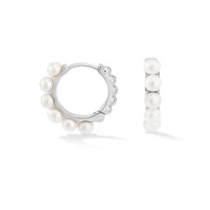 Medium Timeless Pearl Huggie Hoops