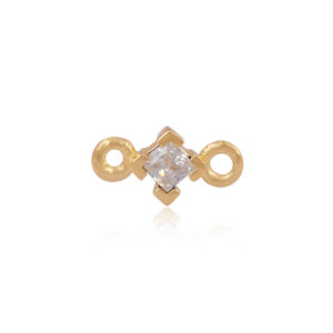 White Square Connector Gold